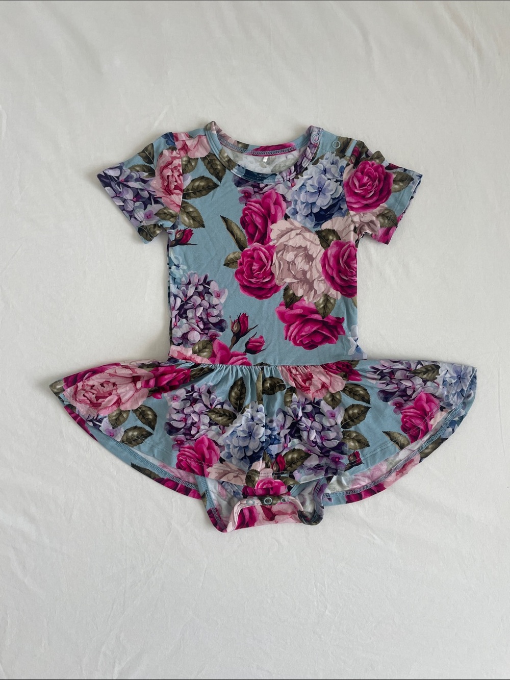 Posh Peanut Blue Floral Twirl Bodysuit NWOT